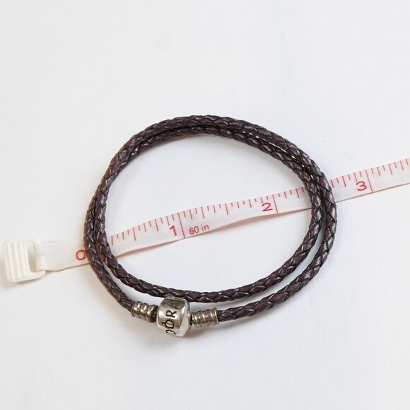 Pandora Deep Purple Leather Double Wrap Bracelet Sterling Silver Clasp - Picture 4 of 4